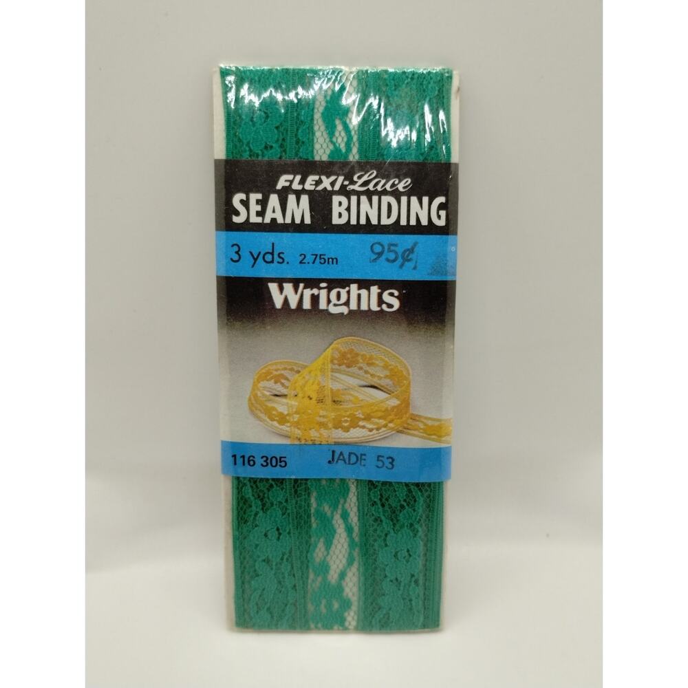 Wrights Seam Binding Flexi-Lace 3 Yds 116 305 - Jade 53 - Sewing Vintage 1986